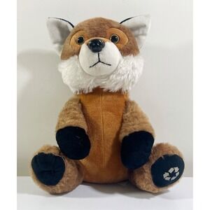 The Petting Zoo Plush Toy Brown Fox With Recycling Logo On Foot